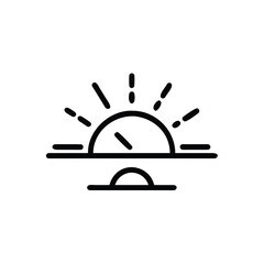 Line art icon a sun rising over a horizon line sunrise dawn