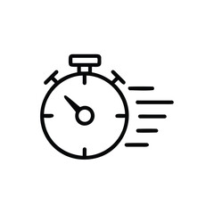 Line art stopwatch icon with motion lines on time speed