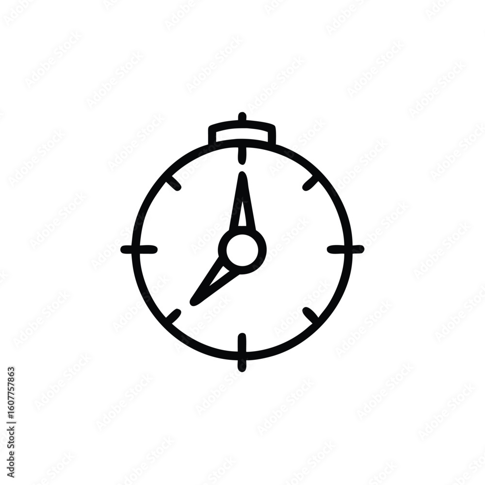 Poster outline a clock with hands pointing to 7 50 time watch