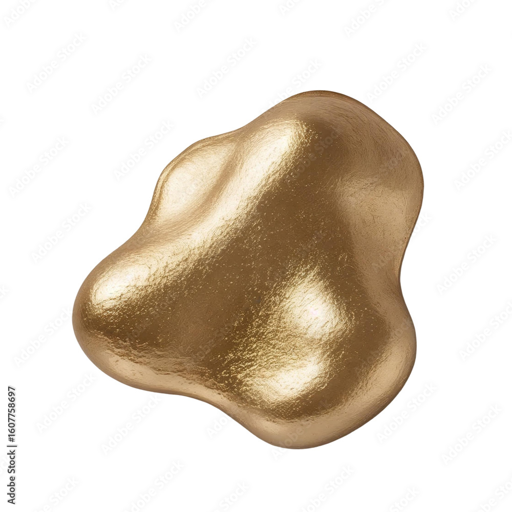 Poster isolated shiny nugget of gold with smooth surface and irregular shape on a plain background space on