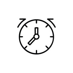 Outline alarm clock icon with curved arrows on time alert