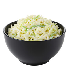 Black Bowl Filled With Shredded Cheese On Transparent Background

