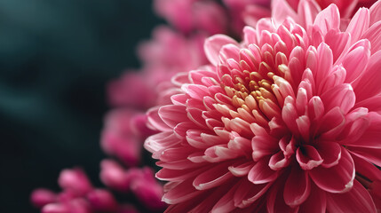 Elegant pink chrysanthemum blooms, showcasing delicate petals in vivid detail.