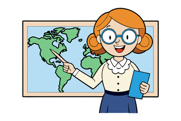 Enthusiastic female scientist in lab coat explains complex data and growth charts on a whiteboard