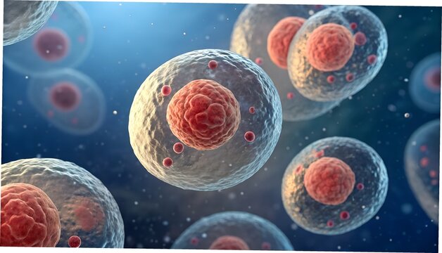 3D cinematic rendering of human skin cell mitosis &mdash; stages from prophase to cytokinesis shown in time-lapse style