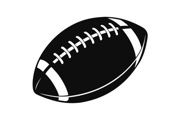Black and White American Football Illustration Depicting the Classic Ball with Laces and Stripes