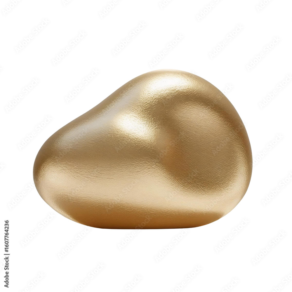 Poster isolated golden object with smooth surface and organic form on a solid color studio setting plain vi