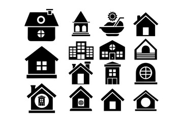 set of houses icons