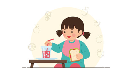 Happy Youngster Enjoying Refreshment While Holding Sandwich During Mealtime