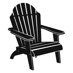 Silhouette Illustration of an Adirondack Chair with Slatted Design and Armrests for Outdoor Relaxation