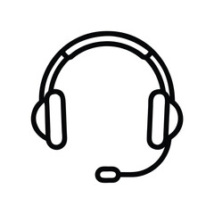 Headset Icon Vector - Customer Support Headphones Line Art Illustration