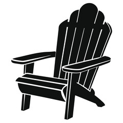 Black Adirondack Chair Illustration Classic Outdoor Seating for Relaxation and Summer Comfort