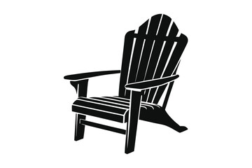 Silhouette of an Adirondack Chair with Slatted Design, Armrests, and Angled Legs