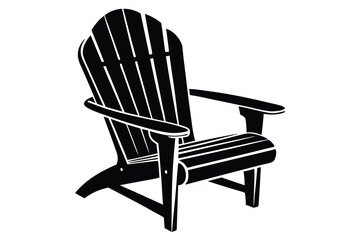 Black silhouette of an Adirondack chair with smooth lines and curved back support