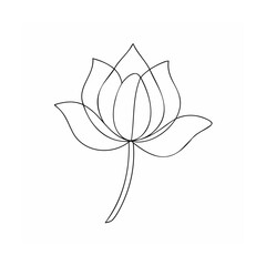 Delicate black line lotus flower bloom blossom