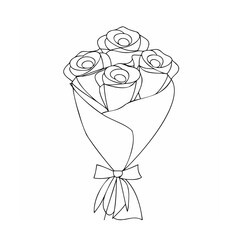 Minimalist rose bouquet with ribbon floral bloom