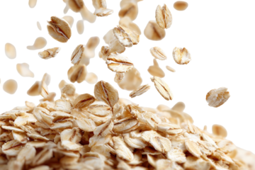 Rolled oats falling from a pile