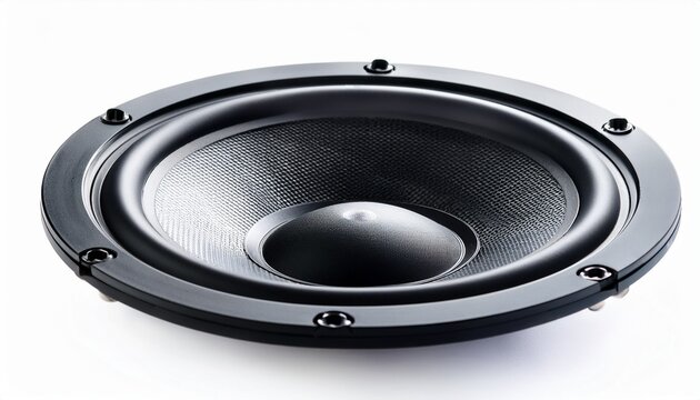 black woofer speaker on white background