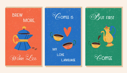 Retro Blue Coffee Maker Art – “Brew More Worry Less” Quote – Kitchen Wall Decor – Vintage Coffee Poster Print
Modern Minimalist Coffee Icon for Cafe Branding, Kitchen Wall Art, Stickers, Coffee-Theme
