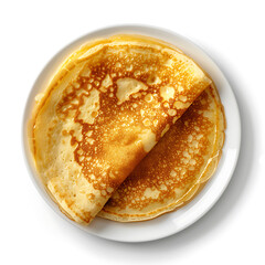 Golden Pancakes Folded on a White Plate