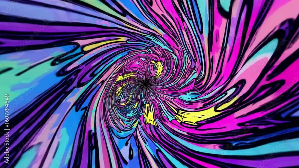 Poster vibrant, abstract swirl tunnel colorful patterns for creative dynamic projects, boosting creativity 