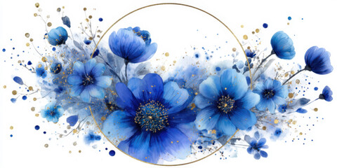 Watercolor painting of a wildflowers frame for wedding invitation design