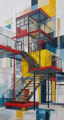 Abstract Modern House Interior Staircase Painting