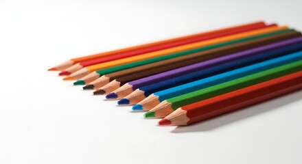 Fototapeta premium A row of brightly colored pencils, perfect for drawing and creative projects.