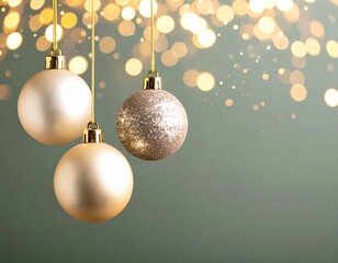 Christmas Holiday December Ornaments Elegant Gold and Silver with Warm Bokeh Lights