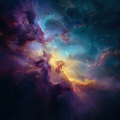 Cosmic Nebula Glowing Gas Clouds in Space