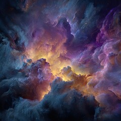 Cosmic Nebula Cloudscape Vibrant hues, glowing gas, stellar dust, space background; ideal for science fiction, fantasy art