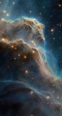 Cosmic Pillars Nebula's gas & dust formations, star birth in deep space. Wallpaper