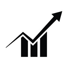 Growth Chart with Upward Arrow, Business Success Analytics Icon