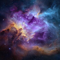 Cosmic Nebula Vivid colors, interstellar dust, distant stars, background galaxies. Space exploration, science fiction