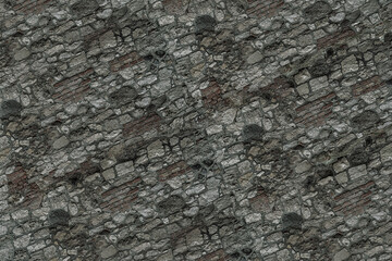 stone background from dark brown cobblestone city square