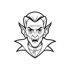 Minimalist Vampire Portrait Line Art  
