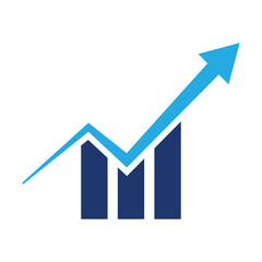 Modern Analytics Graph Logo, Blue Business Progress Symbol
