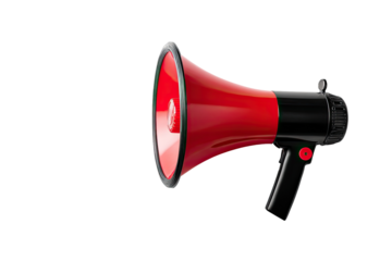 Close-up of a red and black megaphone