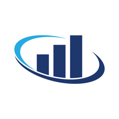 Blue Growth Bar Chart Logo, Business Analytics and Financial Success Icon