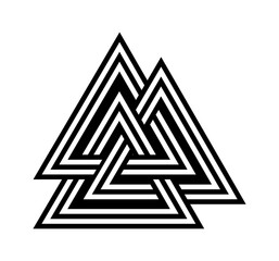 series of valknut odin symbol viking celtic knot triangles for logo icon background web graphic tattoo. vector illustration.