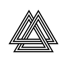 series of valknut odin symbol viking celtic knot triangles for logo icon background web graphic tattoo. vector illustration.