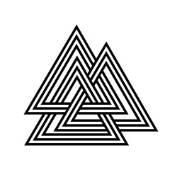 series of valknut odin symbol viking celtic knot triangles for logo icon background web graphic tattoo. vector illustration.