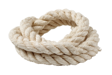 Cream-colored rope coiled in a ring