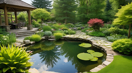 garden pond and natural landscape