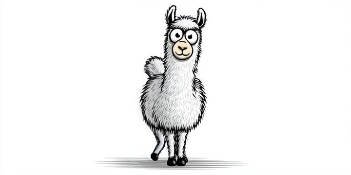 sketch of a llama in a white background