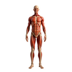 Anatomical Illustration of Human Muscular System Isolated on Transparent background