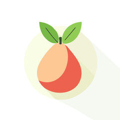 Minimalistic 2D flat icon featuring a pear, clean vector design, simple illustration style, isolated on a white background, modern element in vector and EPS format. simple design set