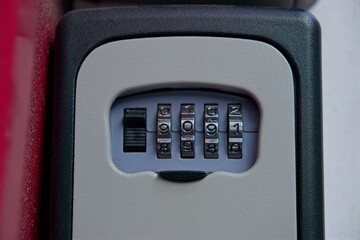 Key lock box showing combination for holiday rental