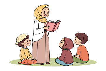 Wise scholar in traditional attire lecturing with a pointer and scroll at an ornate lectern