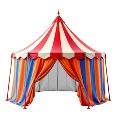 Vibrant Carnival Tent with Striped Canopy in Bright Colors